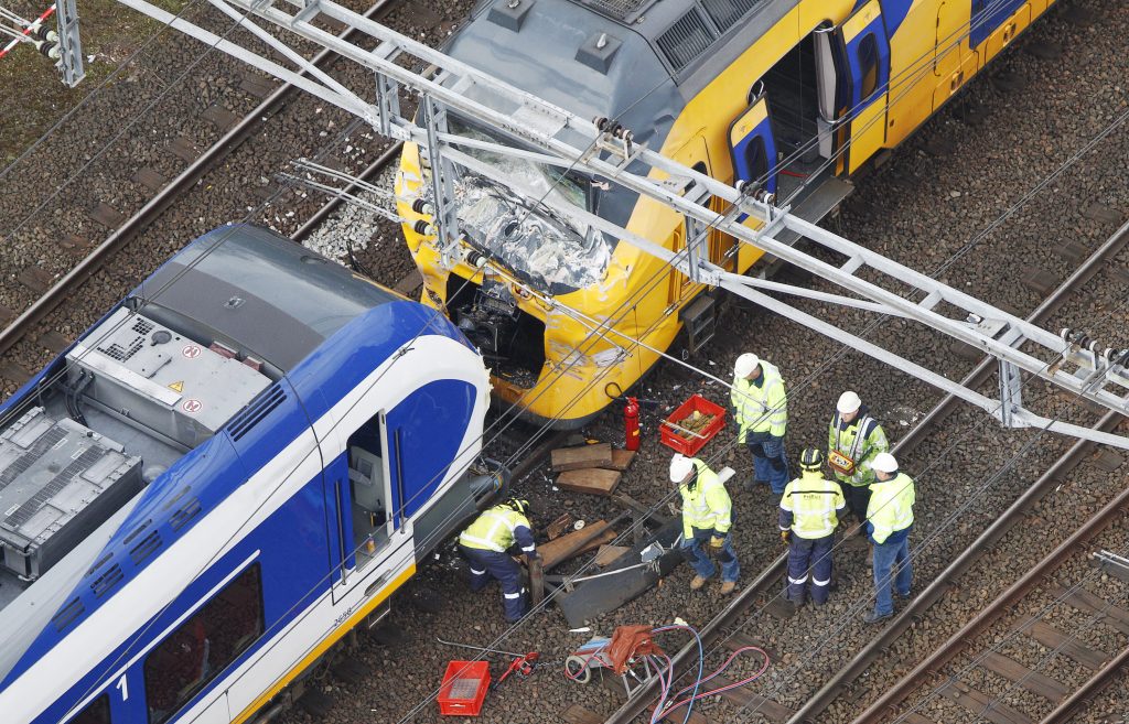 Treinongeval Amsterdam Westerpark vanuit de lucht, foto: ANP