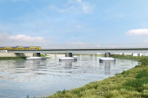 Spoorbrug over de Waal bij Nijmegen