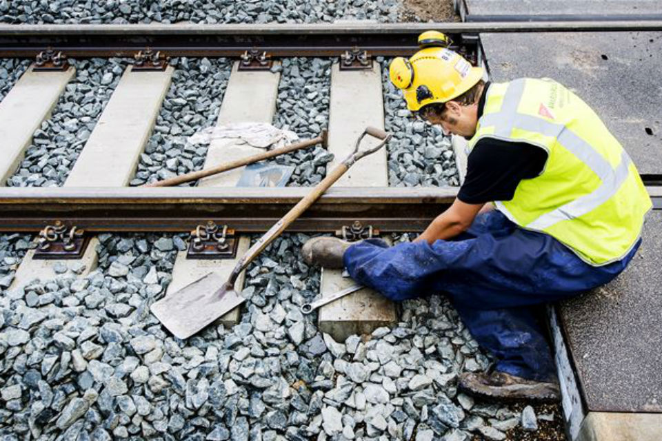 Baanwerker, werkzaamheden, spoor, rails