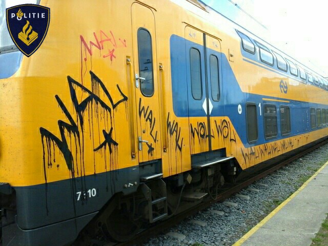 NS-trein beklad met graffiti, foto: NS